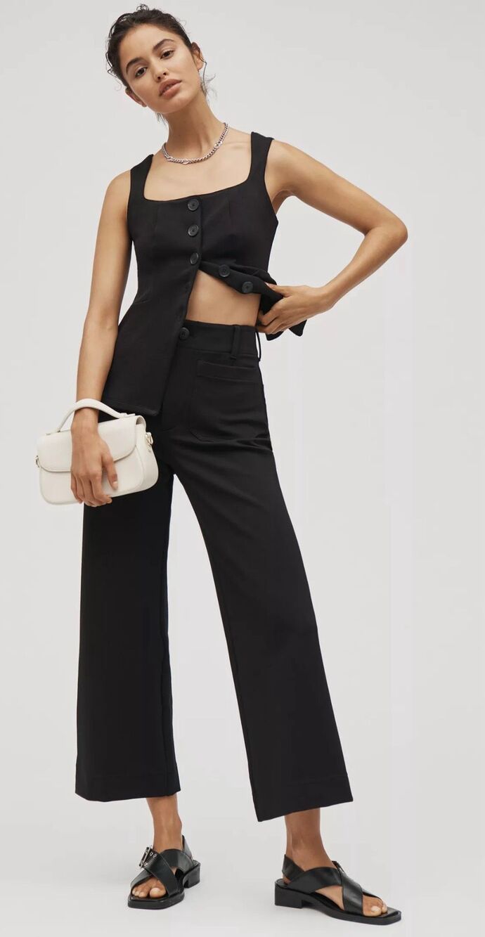 Maeve by Anthropologie Black Knit Colette Cropped Pants Size 25